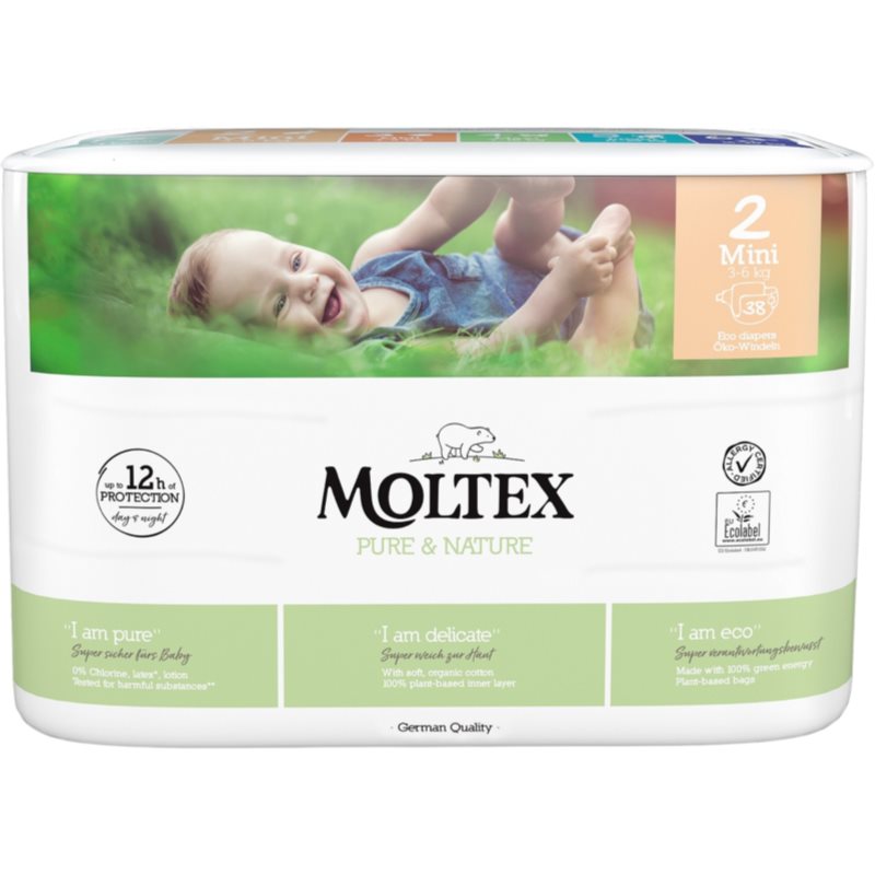 Moltex Pure & Nature Mini Size 2 Pannolini Eco Usa E Getta 3-6 Kg 38 Pz