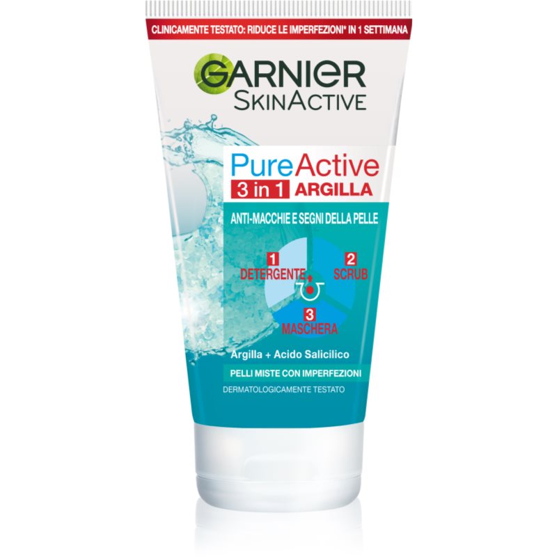 Garnier Skin Active Pure Active Scrub Detergente 3 In 1 150 Ml
