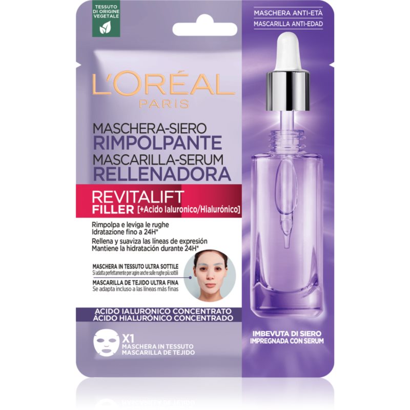 L’Oréal Paris Revitalift Filler Maschera In Tessuto Illuminante E Idratante 28 G