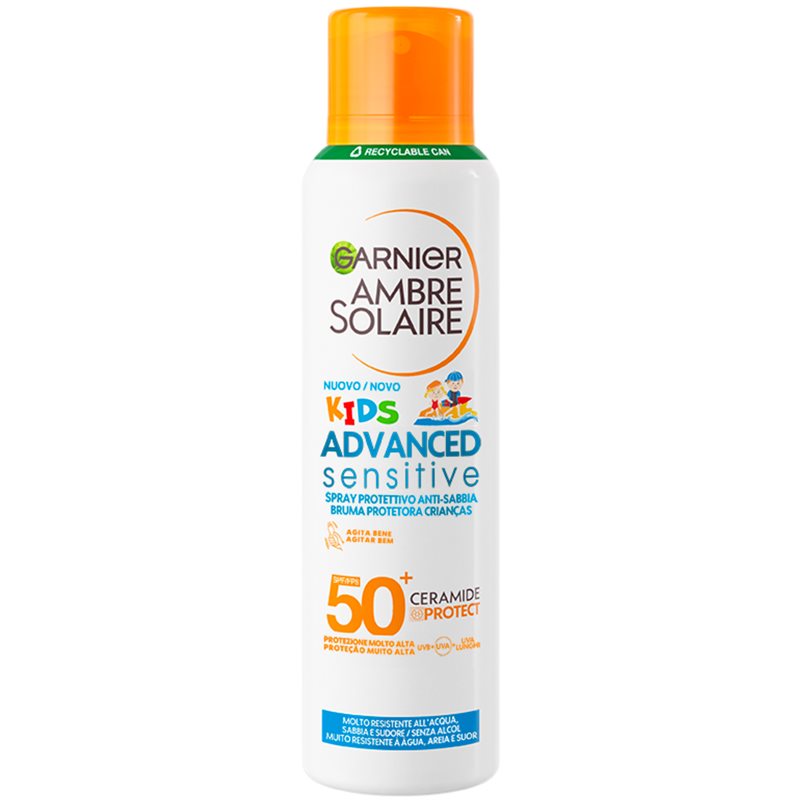 Garnier Ambre Solaire Advanced Sensitive Kids Spray Abbronzante Per Bambini Con Ceramidi Spf 50+ 150 Ml