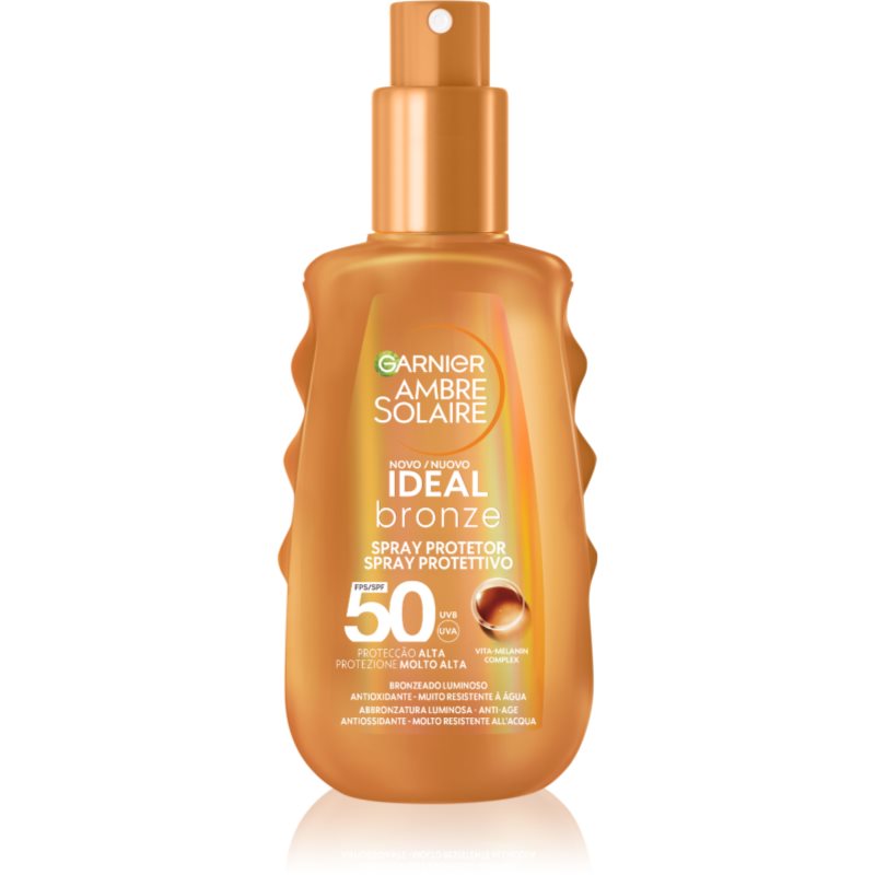 Garnier Ambre Solaire Ideal Bronze Spray Protettivo Per Stimolare E Prolungare L'Abbronzatura Spf 50 150 Ml
