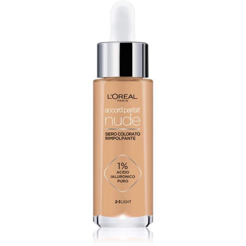 L’Oréal Paris Accord Parfait Nude Plumping Tinted Serum Siero Per Unificare Il Tono Della Pelle Colore 2-3 Light 30 Ml