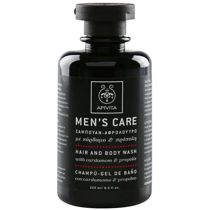 Apivita Men'S Tonic Shampoo & Shower Gel Cardamom & Propolis Shampoo E Doccia Gel 2 In 1 250 Ml
