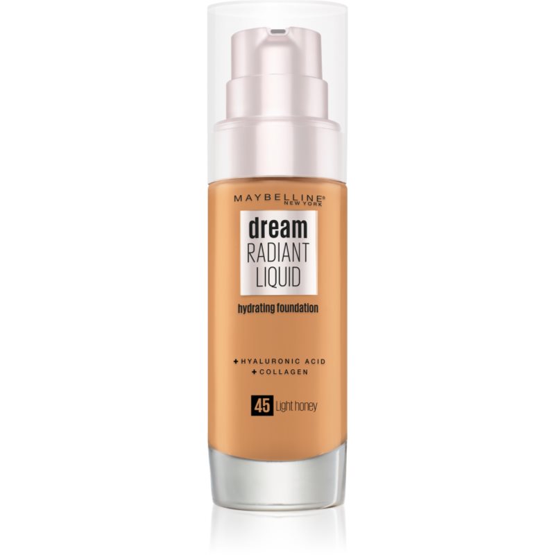 Maybelline New York Dream Radiant Liquid Fondotinta Liquido Illuminante Colore 45 Light Honey 30 Ml