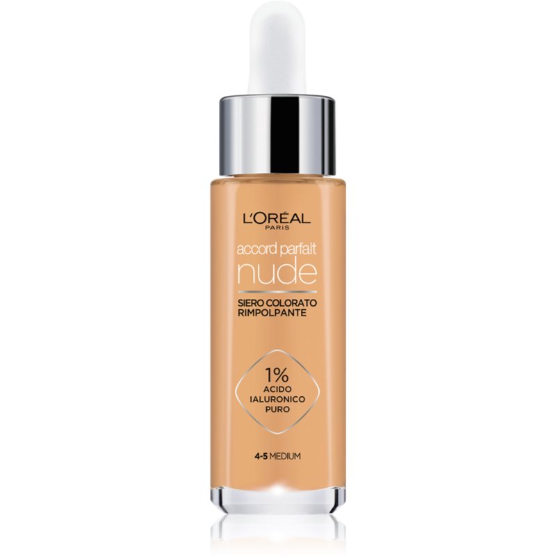 L’Oréal Paris Accord Parfait Nude Plumping Tinted Serum Siero Per Unificare Il Tono Della Pelle Colore 4-5 Medium 30 Ml