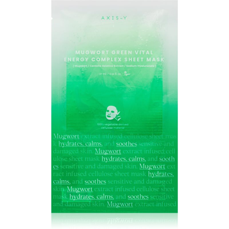 Axis-Y Mugwort Green Vital Energy Complex Sheet Mask Maschera In Tessuto Idratante E Lenitiva 27 Ml