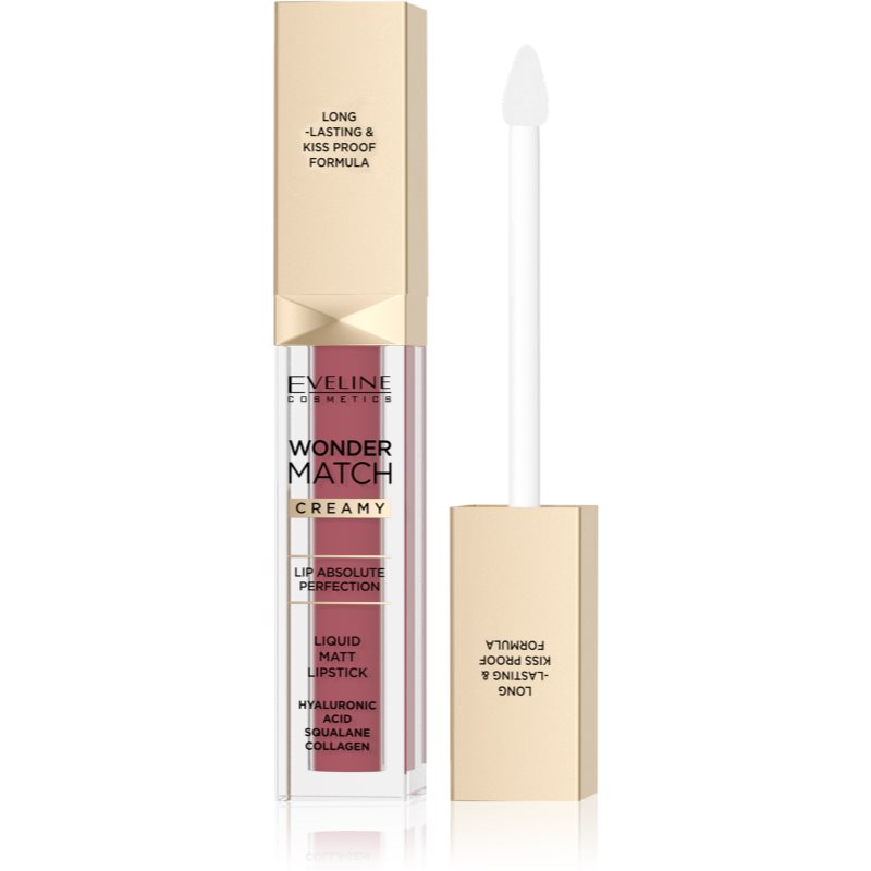 Eveline Cosmetics Wonder Match Rossetto Liquido Matte Lunga Tenuta Con Acido Ialuronico Colore 02 Candy 6,8 Ml