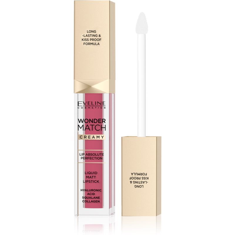 Eveline Cosmetics Wonder Match Rossetto Liquido Matte Lunga Tenuta Con Acido Ialuronico Colore 03 Mauve 6,8 Ml