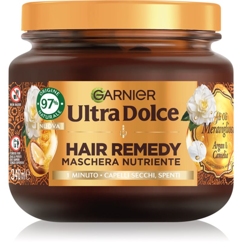 Garnier Ultra Dolce Olio D'Argan E Di Camelia Maschera Rivitalizzante Per Capelli Secchi 340 Ml