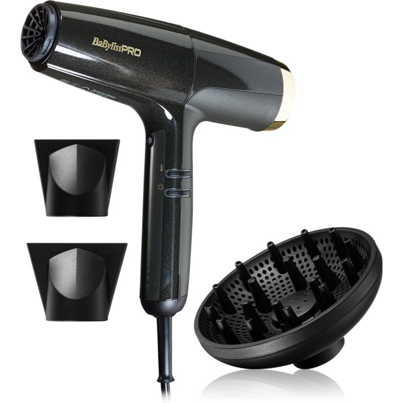 Babyliss Pro Falco Hair Dryer Black & Gold Phon Per Capelli Con Funzione Di Ionizzazione Integrata 1 Pz