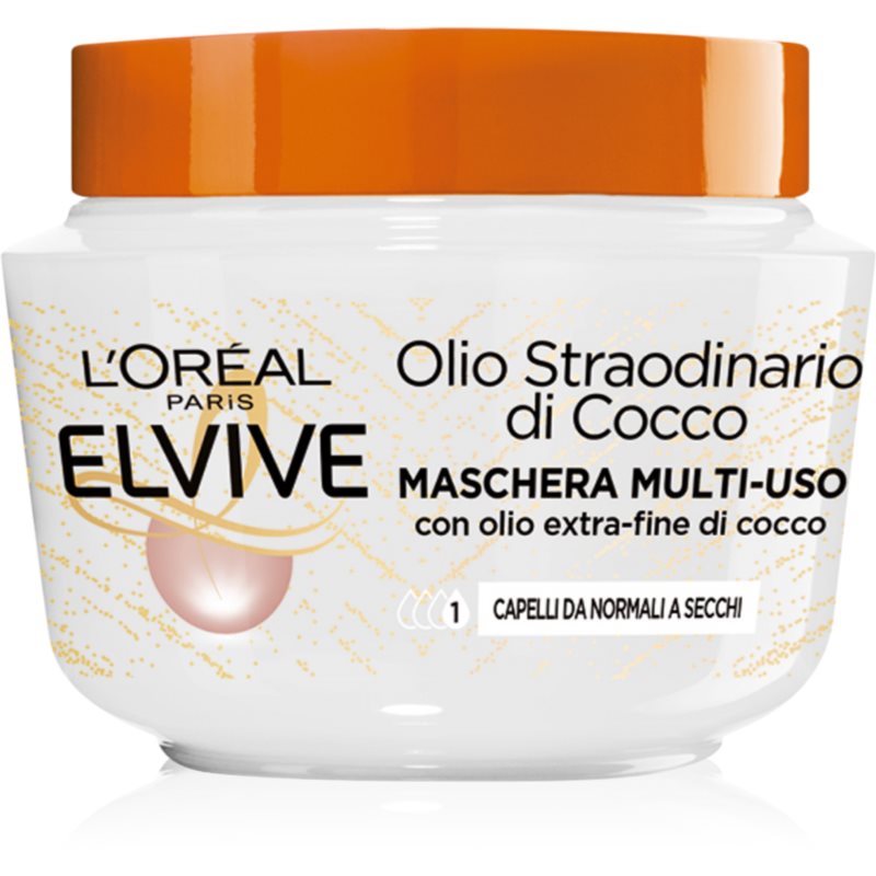 L’Oréal Paris Elvive Olio Straordinario Di Cocco Maschera Rivitalizzante All'Olio Di Cocco Per Capelli Normali E Secchi 300 Ml