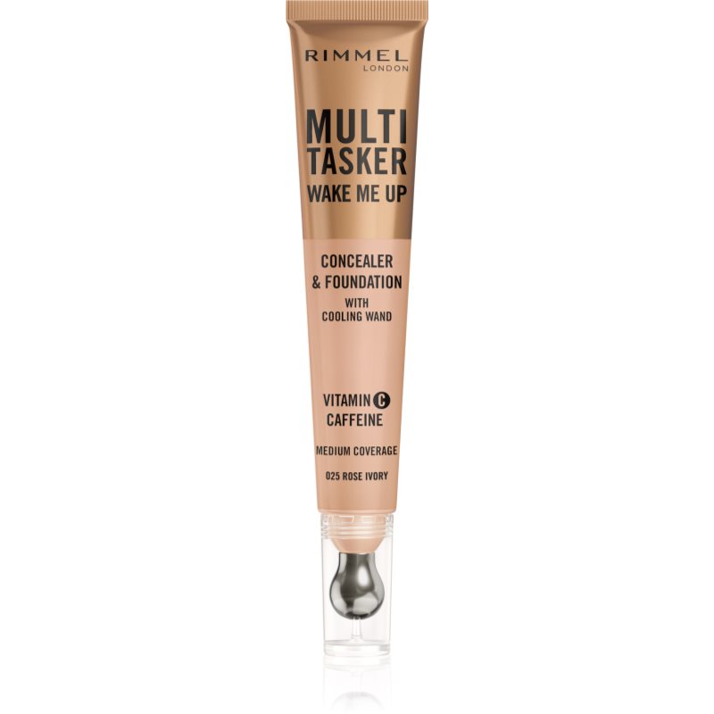 Rimmel Multi-Tasker Wake Me Up Fondotinta E Correttore Illuminante Colore 25 Rose Ivory 20 Ml