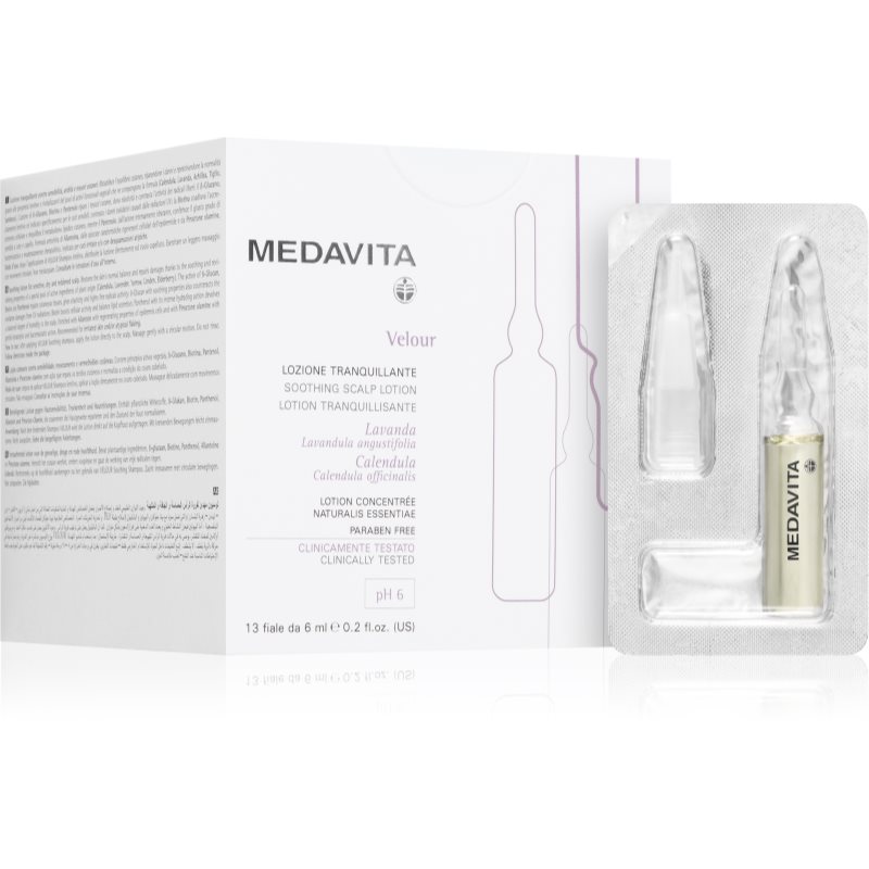Medavita Velour Soothing Scalp Lotion Trattamento Lenitivo Intensivo Per Capelli 12X6 Ml