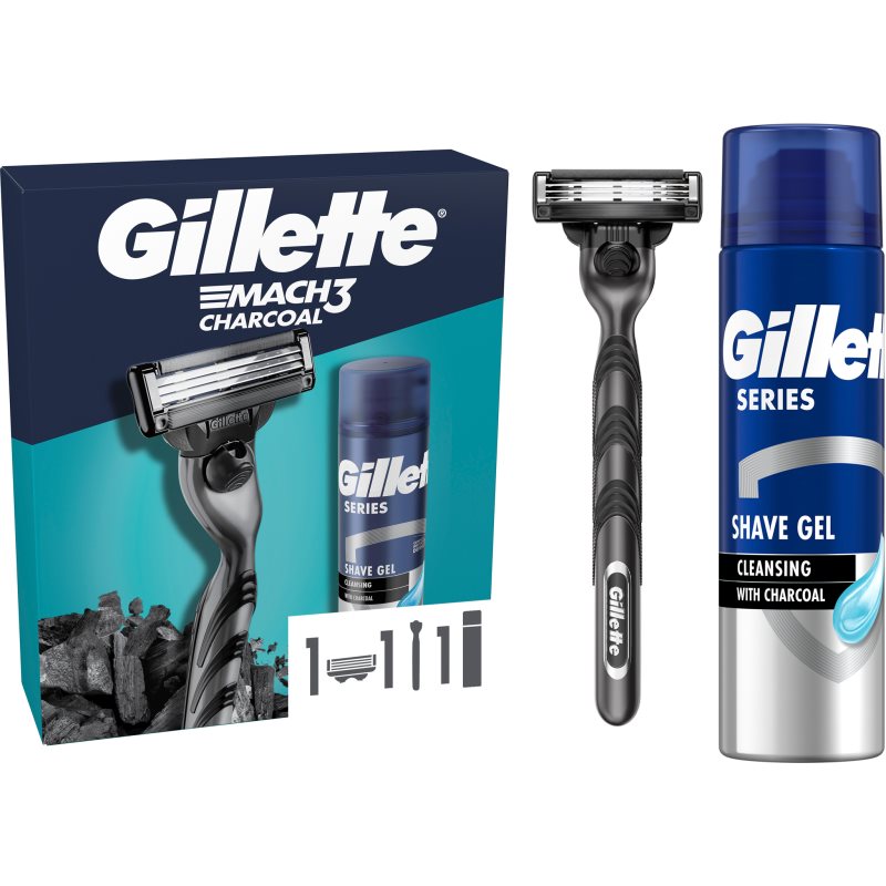 Gillette Mach3 Charcoal Confezione Regalo Per Uomo