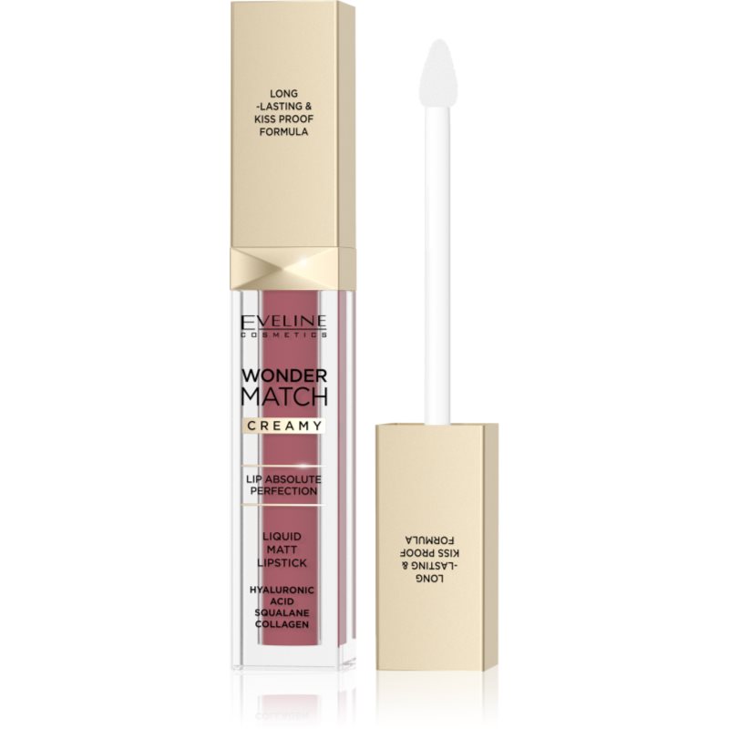Eveline Cosmetics Wonder Match Rossetto Liquido Matte Lunga Tenuta Con Acido Ialuronico Colore 08 Cashmere Rose 6.8 Ml