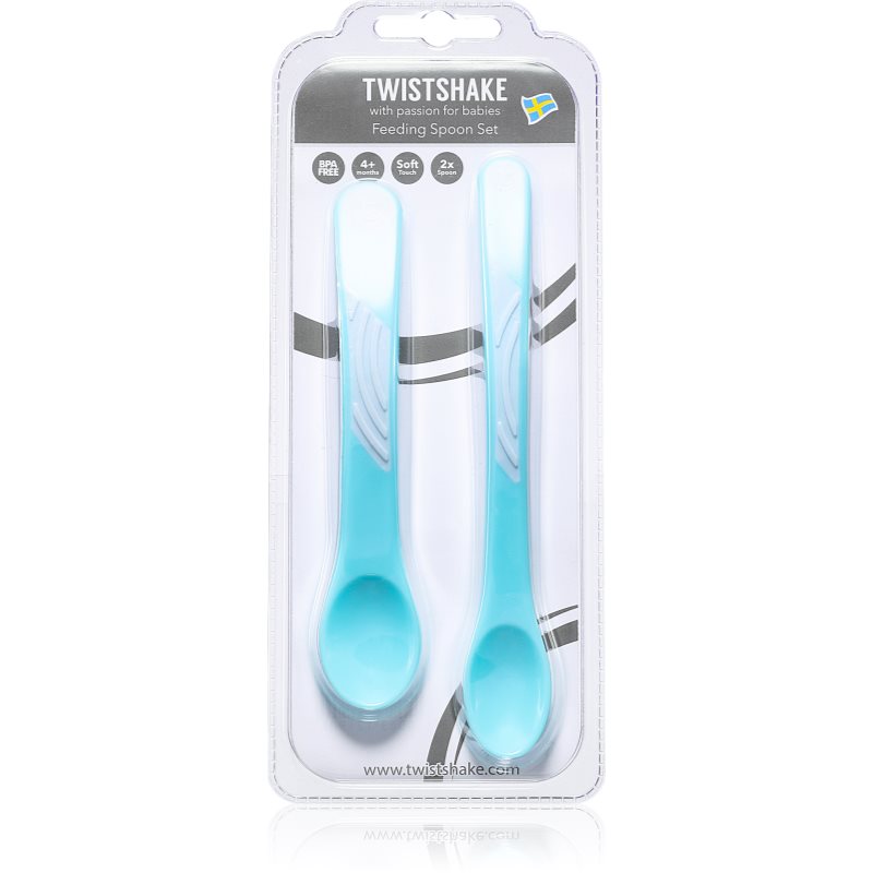 Twistshake Feeding Spoon Set Cucchiaino 4+M Pastel Blue 2 Pz