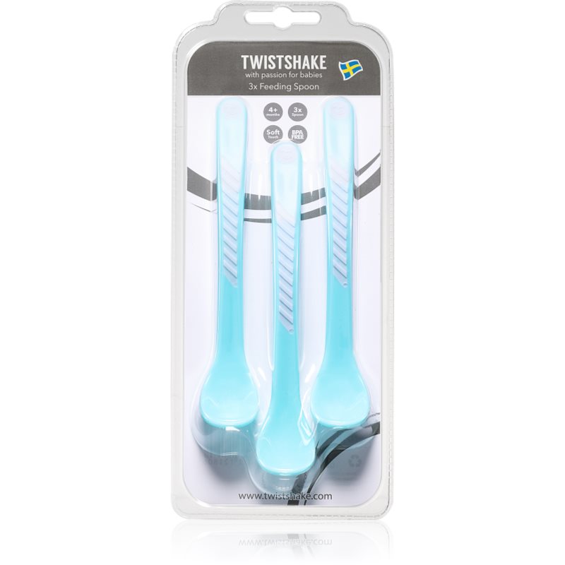 Twistshake Feeding Spoons Cucchiaino 4+M Pastel Blue 3 Pz