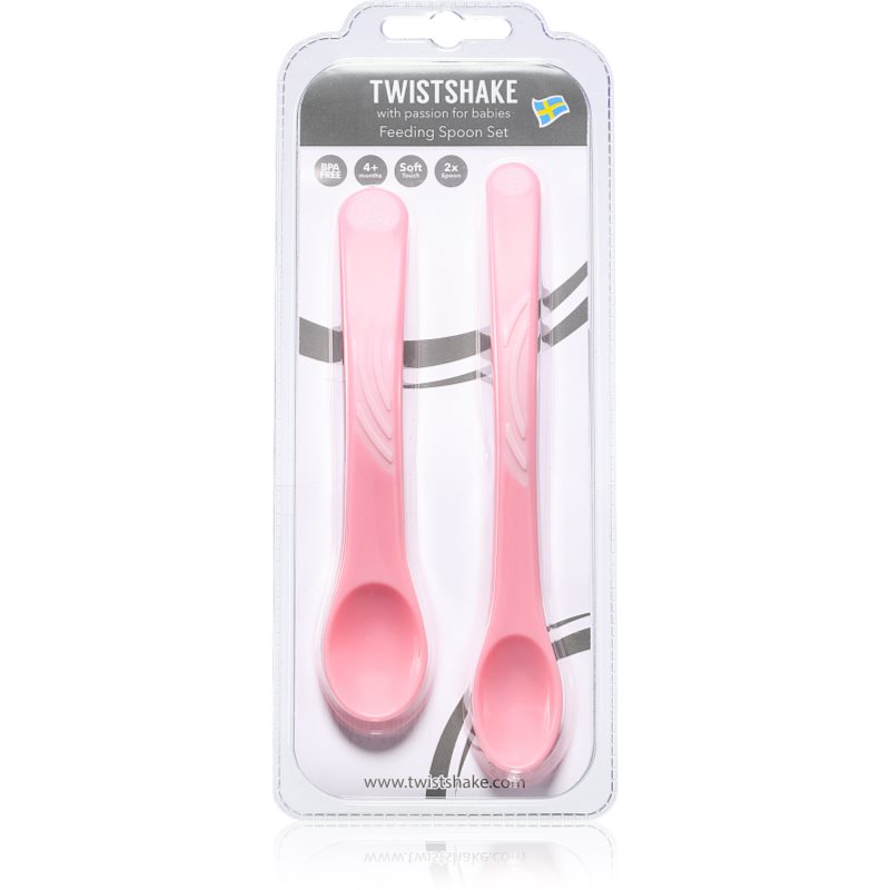 Twistshake Feeding Spoon Set Cucchiaino 4+M Pastel Pink 2 Pz