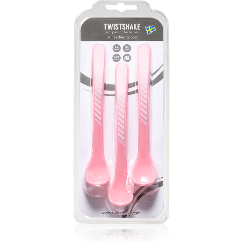 Twistshake Feeding Spoons Cucchiaino 4+M Pastel Pink 3 Pz