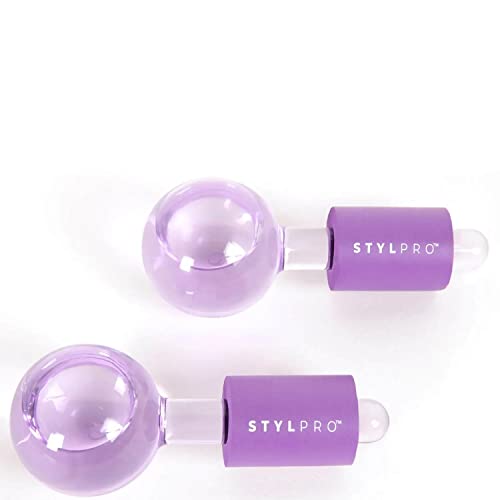 Stylpro Globi Di Ghiaccio Facciale Di Lusso, Rullo Di Ghiaccio Per Viso E Occhi (Viola), Conservare In Frigorifer O In Congelatore, Vetro Forte, Terap