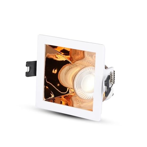 Portafaretto Led Da Incasso Gu10 Quadrato Colore Bianco Con Supporto Inclinato Oro Rosa