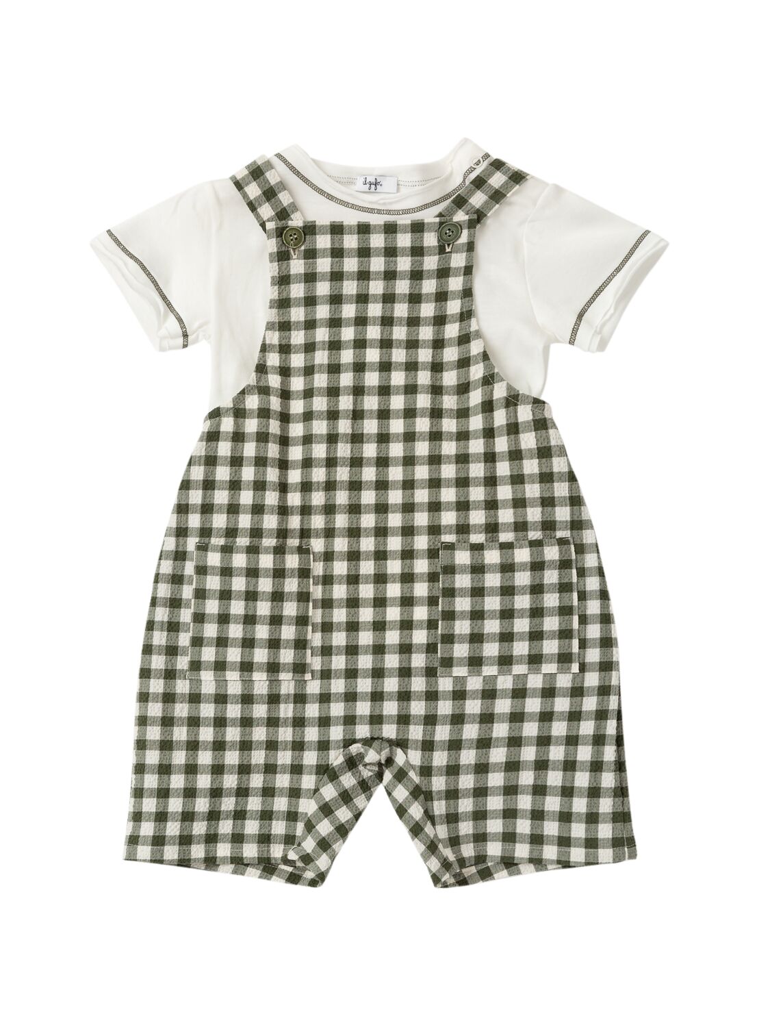 Cotton Seersucker Overalls & T-Shirt