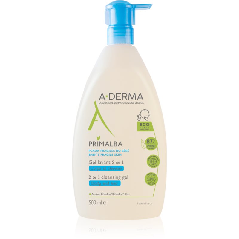 A-Derma Primalba Baby Gel Detergente Per Corpo E Capelli Per Bambini 500 Ml