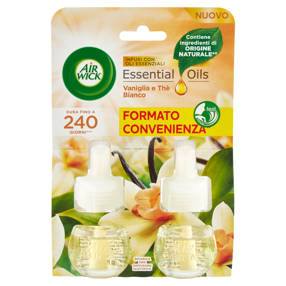 Air Wick Essential Oils Vaniglia e Thè Bianco Ricarica per Diffusore Elettrico 2 x 19 ml - -