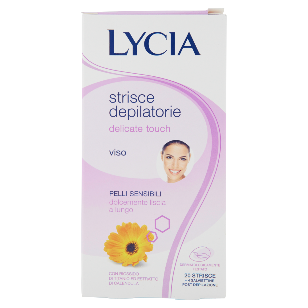 Lycia Delicate Touch Strisce Depilatorie Viso Pelli Sensibili 20 Strisce + 4 Salviettine - -