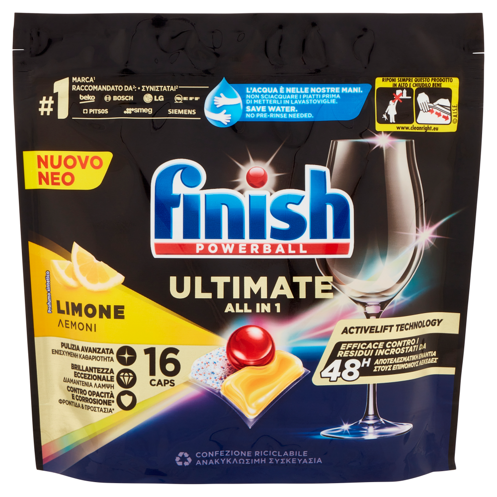Finish Ultimate All In One Lemon Lavastoviglie 16 Caps - -