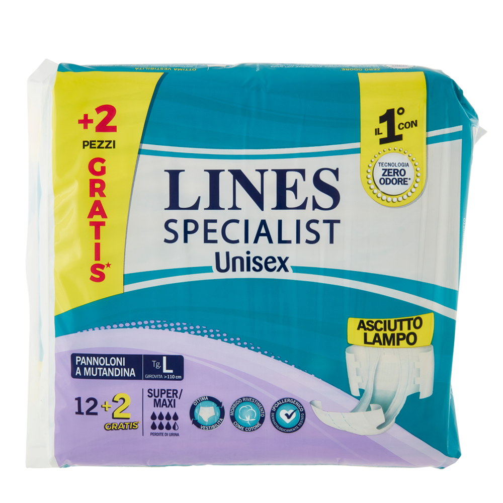 Lines Specialist Pannoloni a Mutandina Tg.L 12 Pezzi - -