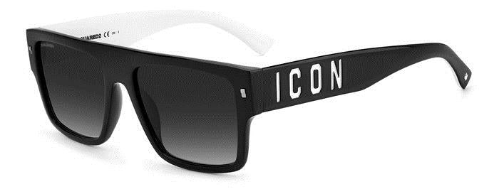 Dsquared2 Uomo Icon 0003/S 80S/9O Occhiali Da Sole Acetato Nero/Bianco Grigio Squadrata  Sfumato