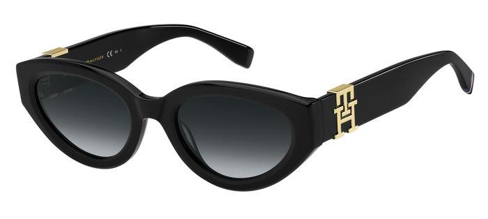 Tommy Hilfiger Donna Th 1957/S 807/9O Occhiali Da Sole Acetato Nero Grigio Cat Eye  Sfumato