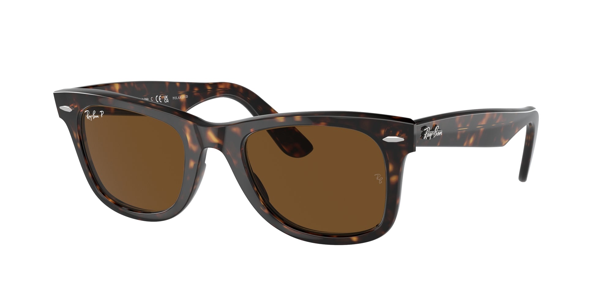 Ray - Ban Unisex Rb2140 Wayfarer 902/57 Occhiali Da Sole Acetato Tartaruga Marrone Squadrata Polarizzata