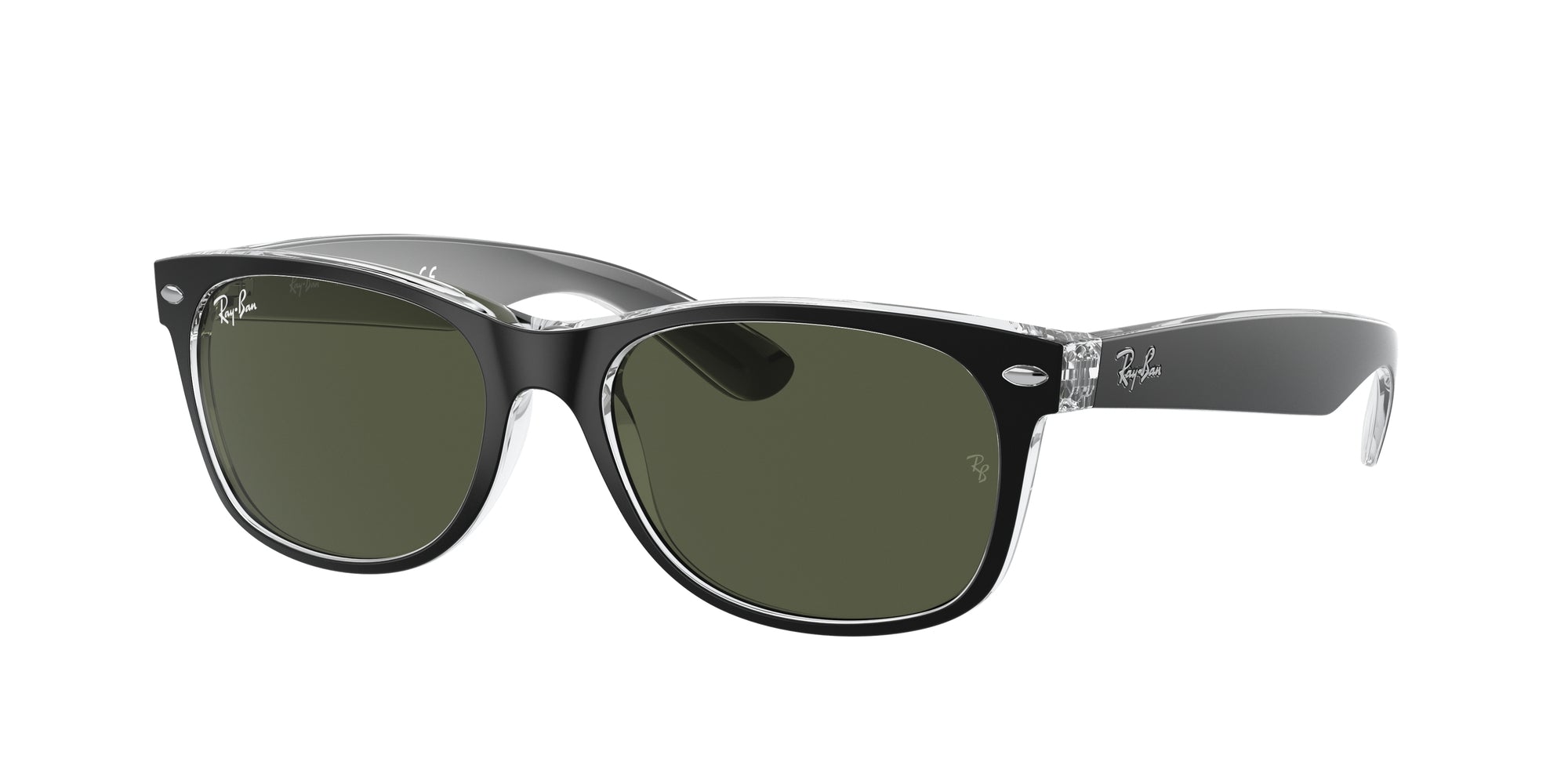 Ray - Ban Unisex Rb2132 New Wayfarer 6052 Occhiali Da Sole Iniettato Nero G15 Squadrata Normale