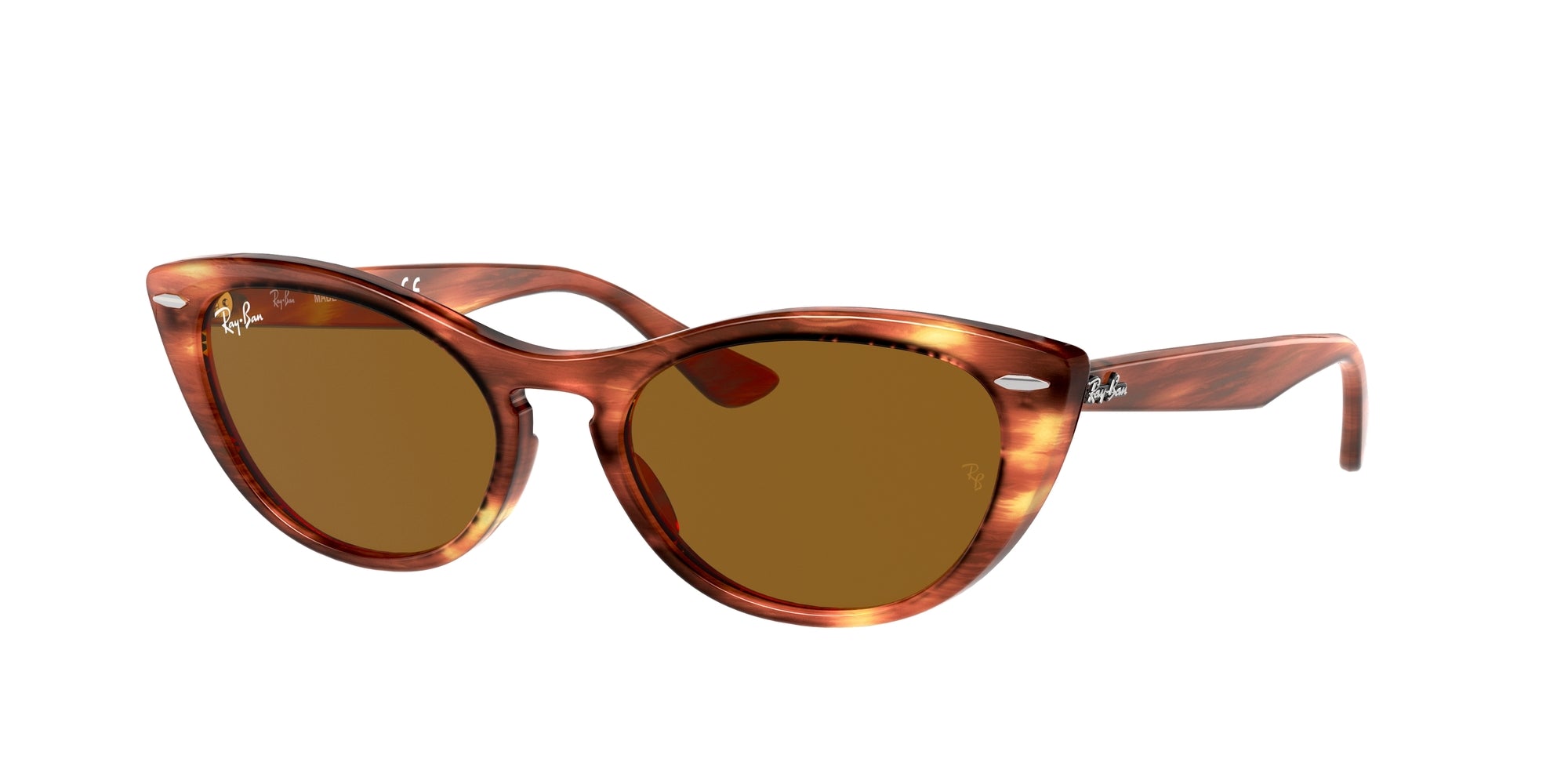 Ray - Ban Donna Rb4314N Nina 954/33 Occhiali Da Sole Iniettato Marrone  Cat Eye Normale