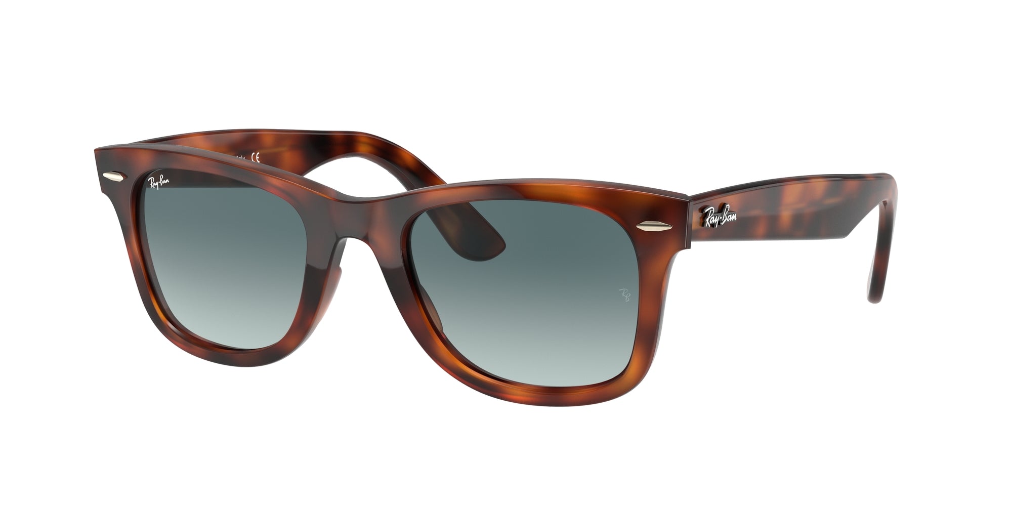 Ray - Ban Unisex Rb4340 Wayfarer Ease 63973M Occhiali Da Sole Iniettato Tartaruga Blu Squadrata Normale Sfumato