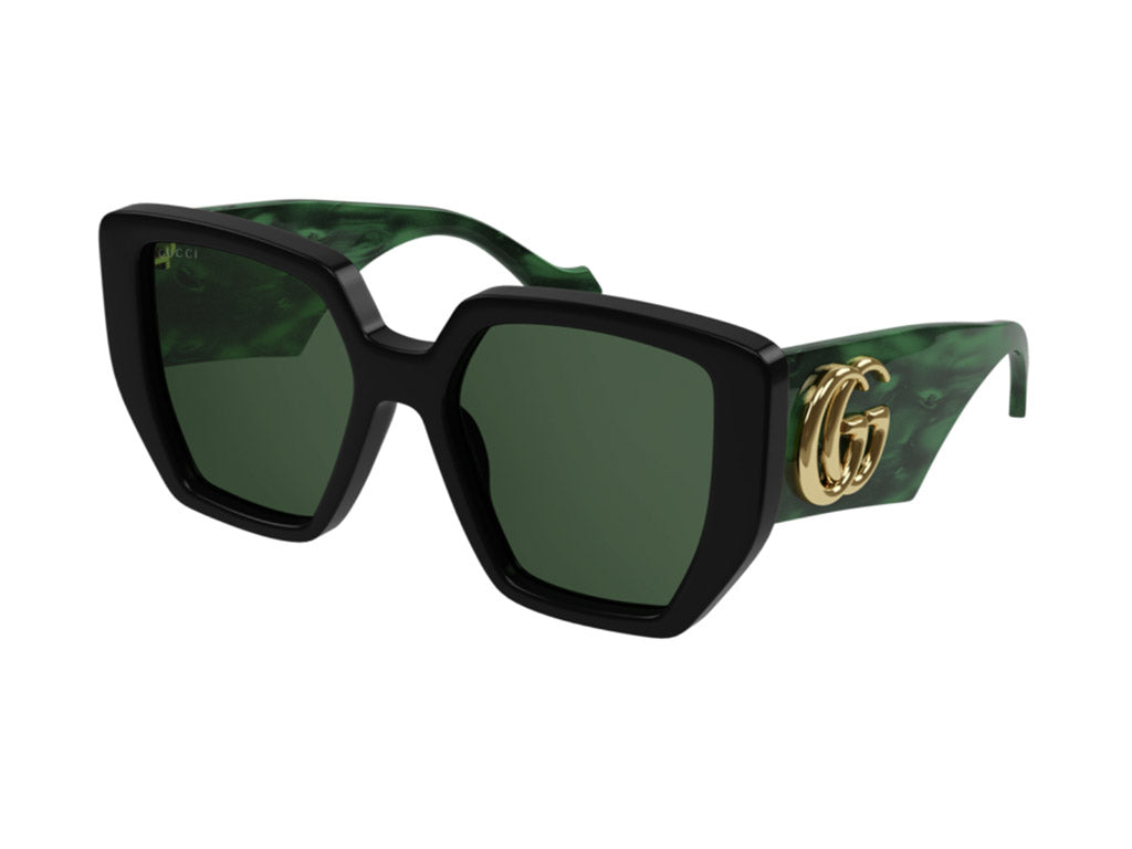 Gucci Donna Gg0956S 001 Occhiali Da Sole Acetato Nero Verde Squadrata Normale