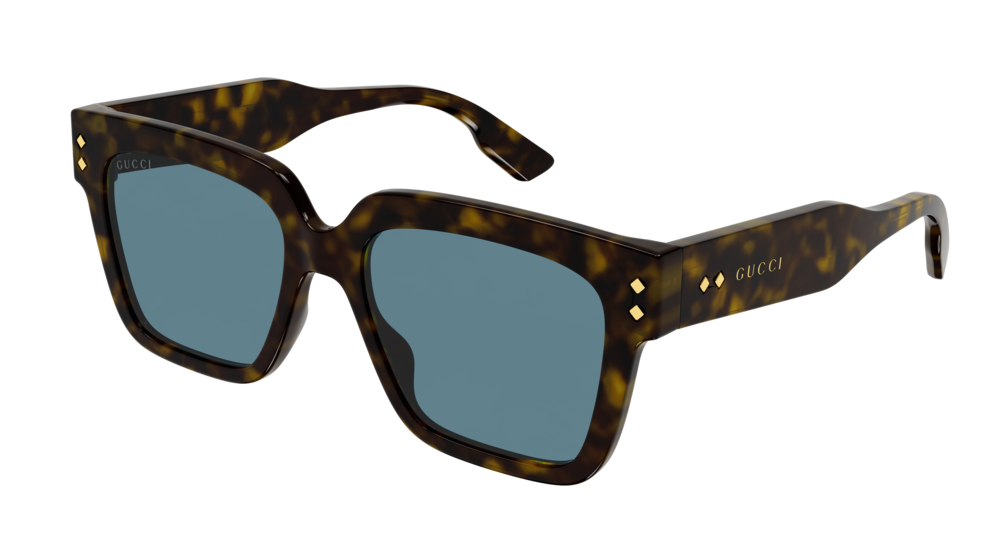 Gucci Uomo Gg1084S 002 Occhiali Da Sole Acetato Havana Azzurro Squadrata