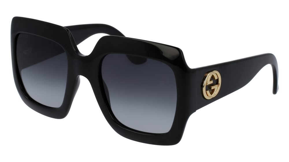 Gucci Donna Gg0053Sn 001 Occhiali Da Sole Acetato Nero Grigio Oversize  Sfumato