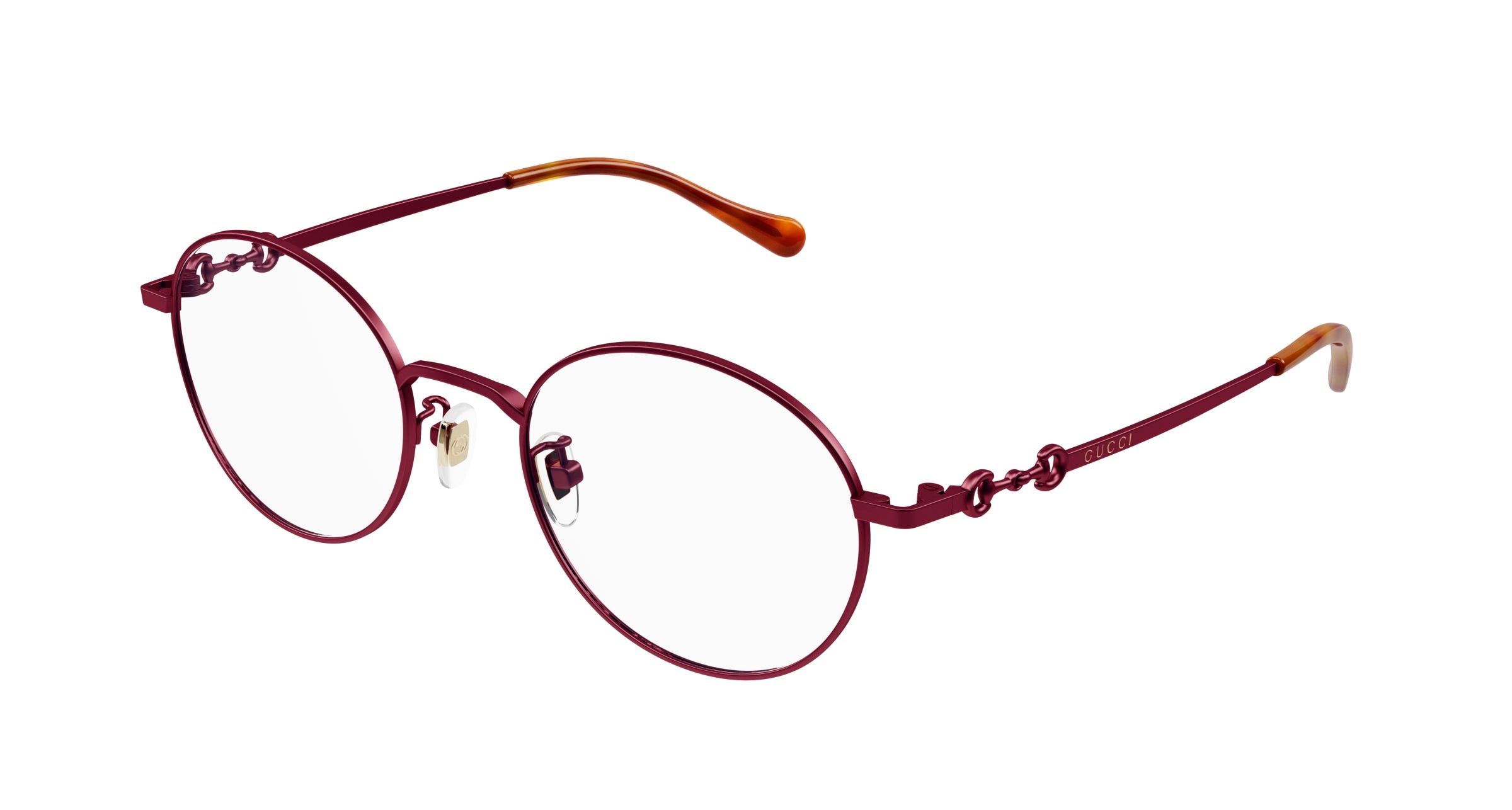 Gucci Donna Gg1228Oj 002 Montature Da Vista Titanio Rosso  Rotonda