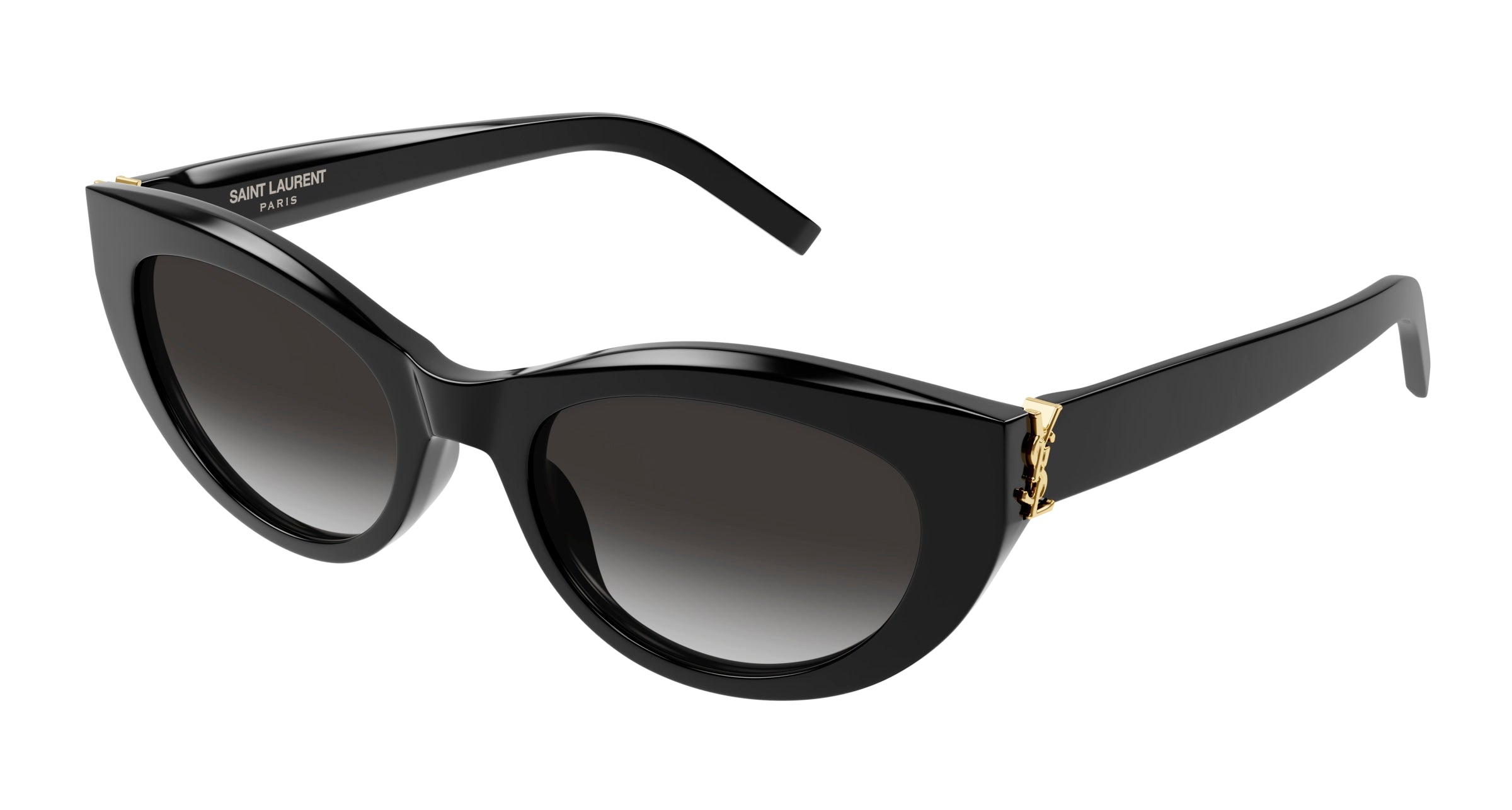 Saint Laurent Donna Sl M115 002 Occhiali Da Sole Acetato Nero Grigio Cat Eye  Sfumato