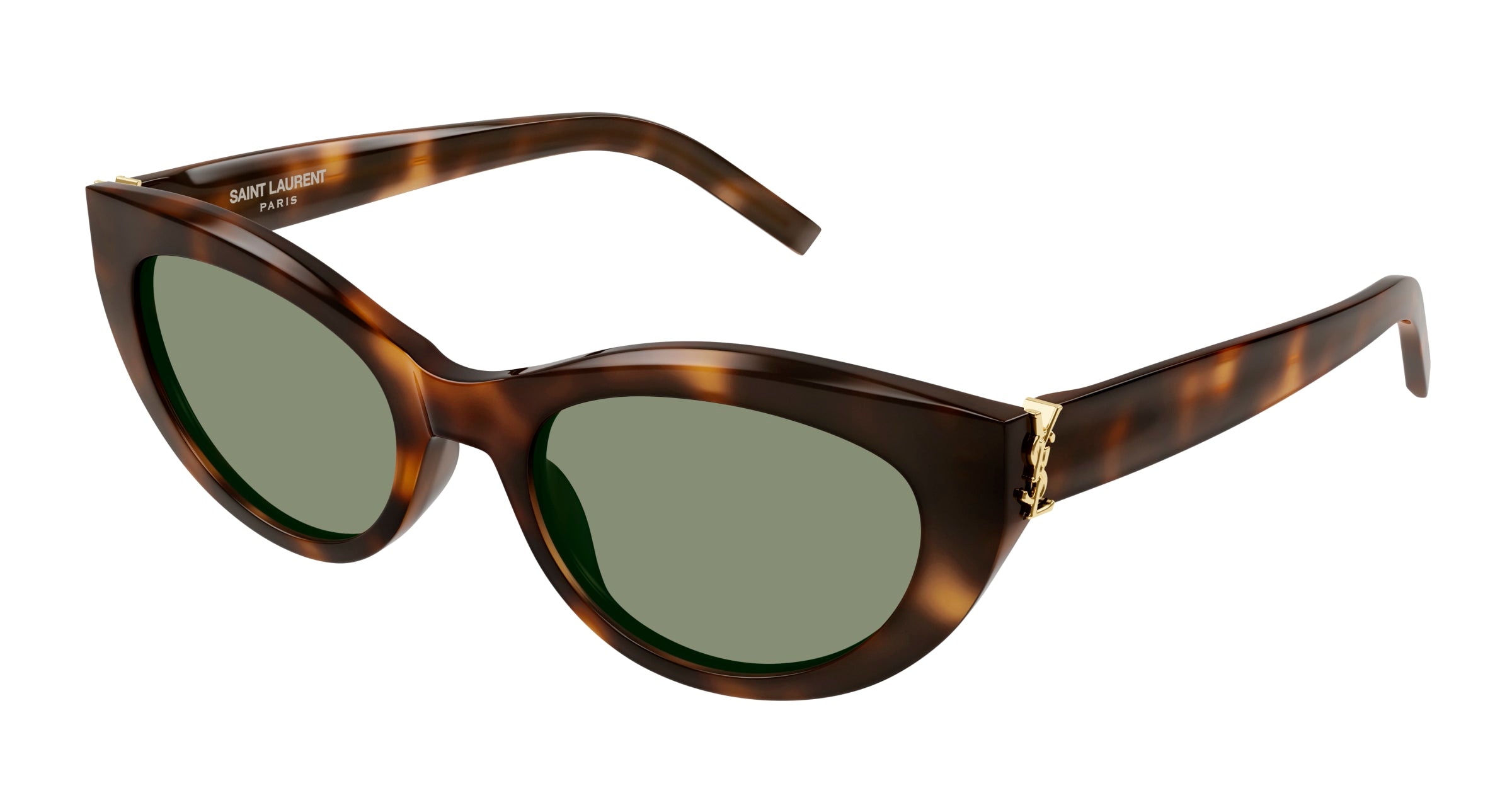 Saint Laurent Donna Sl M115 003 Occhiali Da Sole Acetato Havana Verde Cat Eye