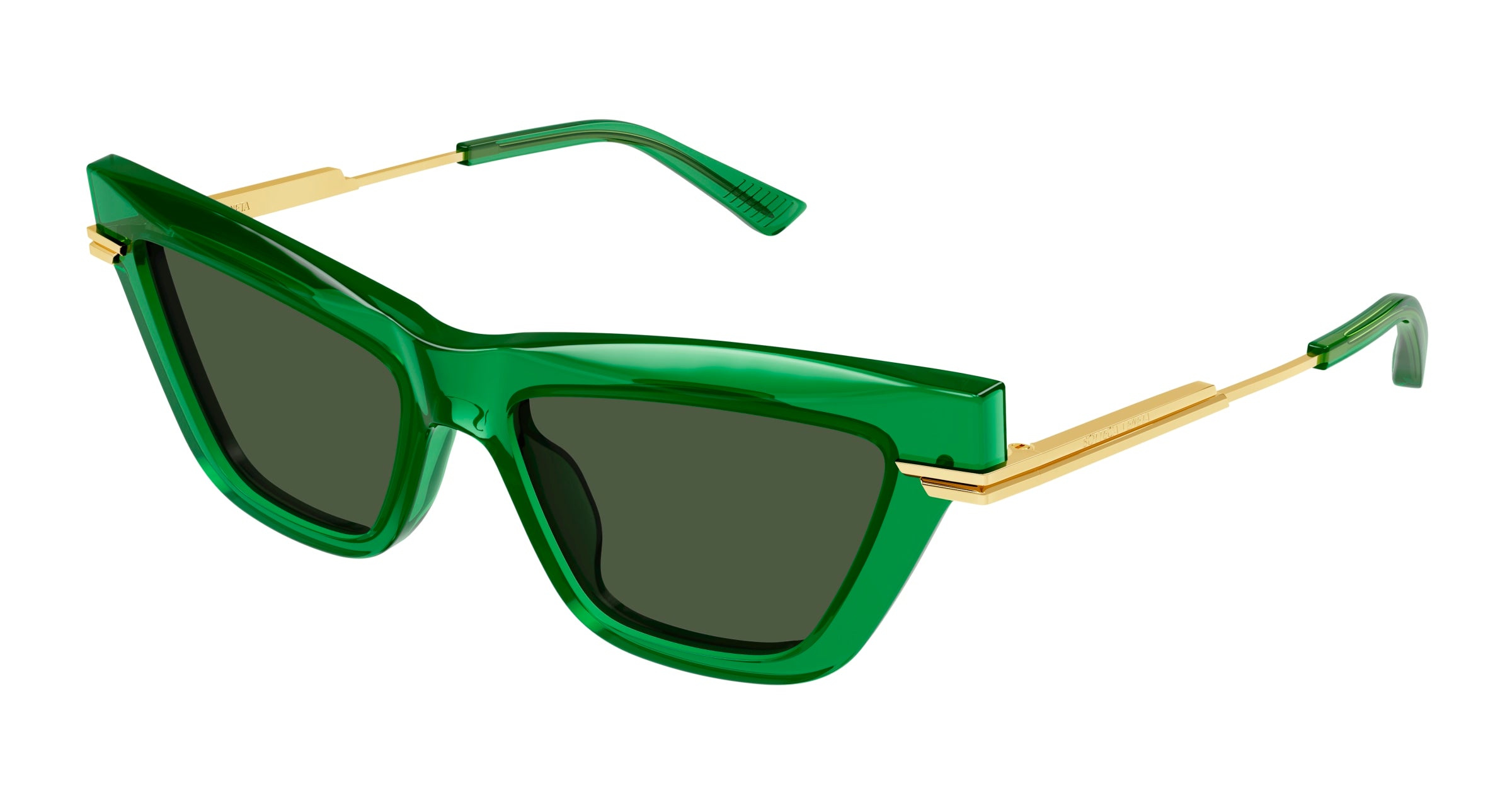 Bottega Veneta Donna Bv1241S 003 Occhiali Da Sole Acetato Verde Verde Cat Eye Normale