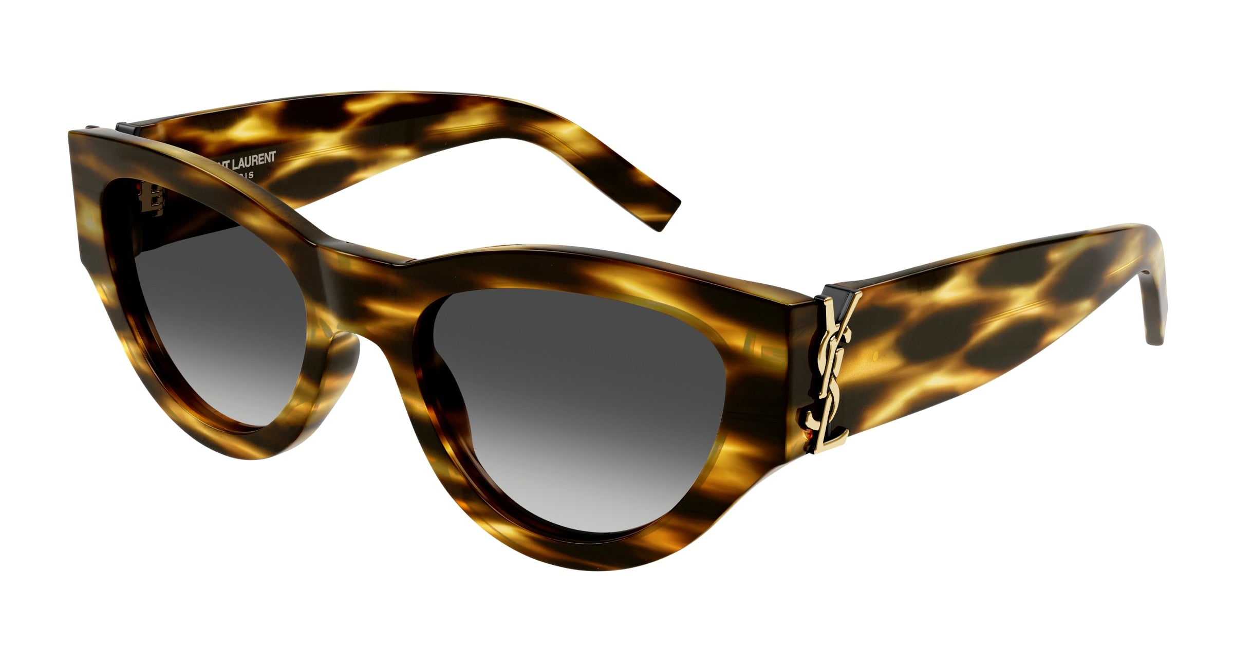 Saint Laurent Donna Sl M94 005 Occhiali Da Sole Acetato Havana Grigio Cat Eye Normale Sfumato
