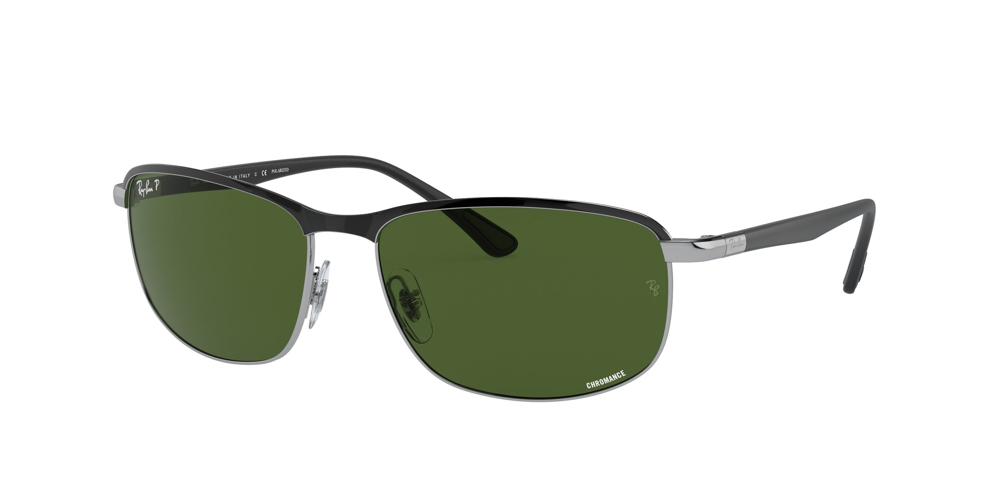 Ray - Ban Unisex Rb3671Ch Chromance 9144P1 Occhiali Da Sole Metallo Nero Verde Pillow Polarizzata