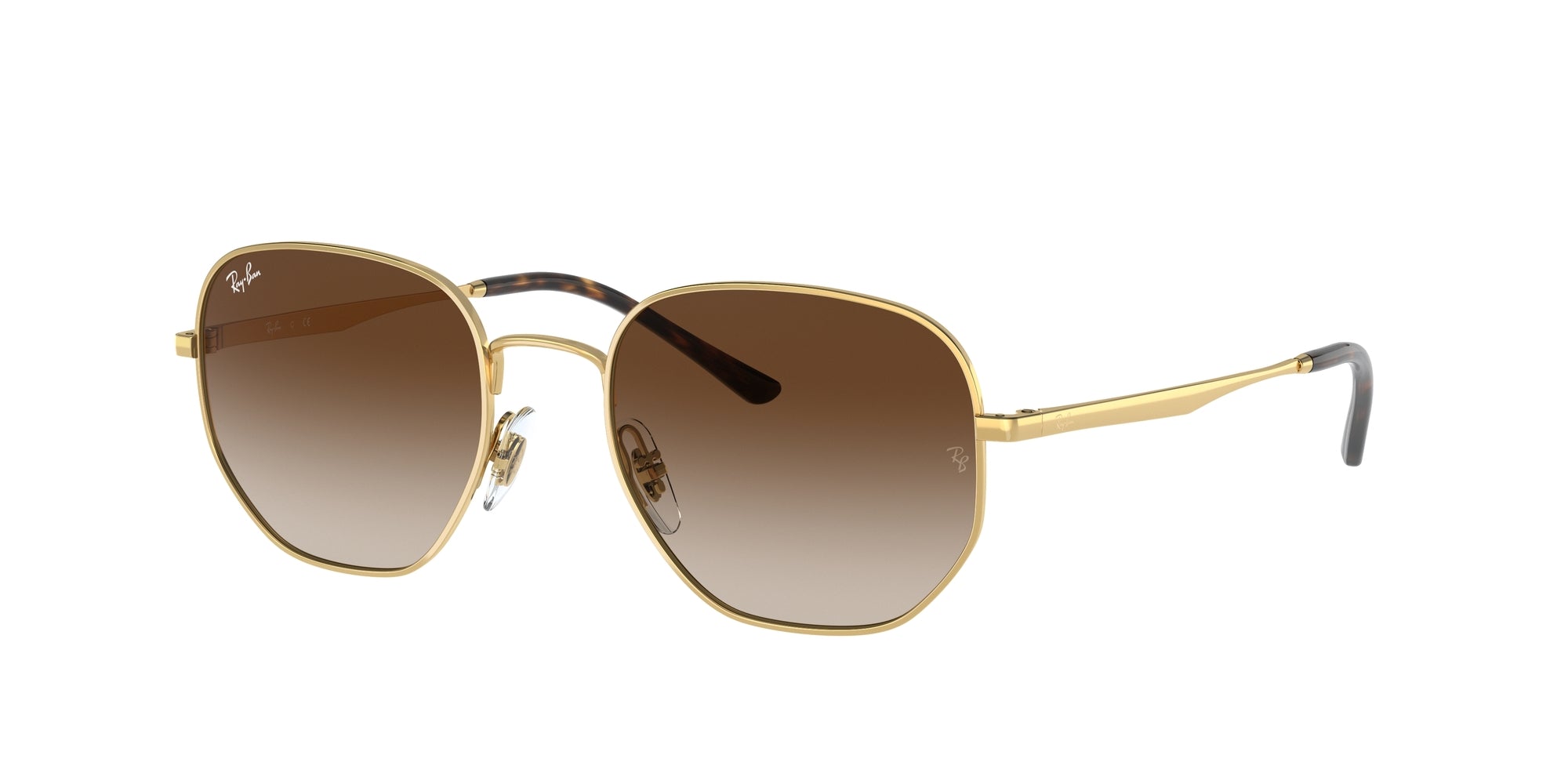 Ray - Ban Unisex Rb3682  001/13 Occhiali Da Sole Metallo Oro Marrone Geometrica Normale Sfumato