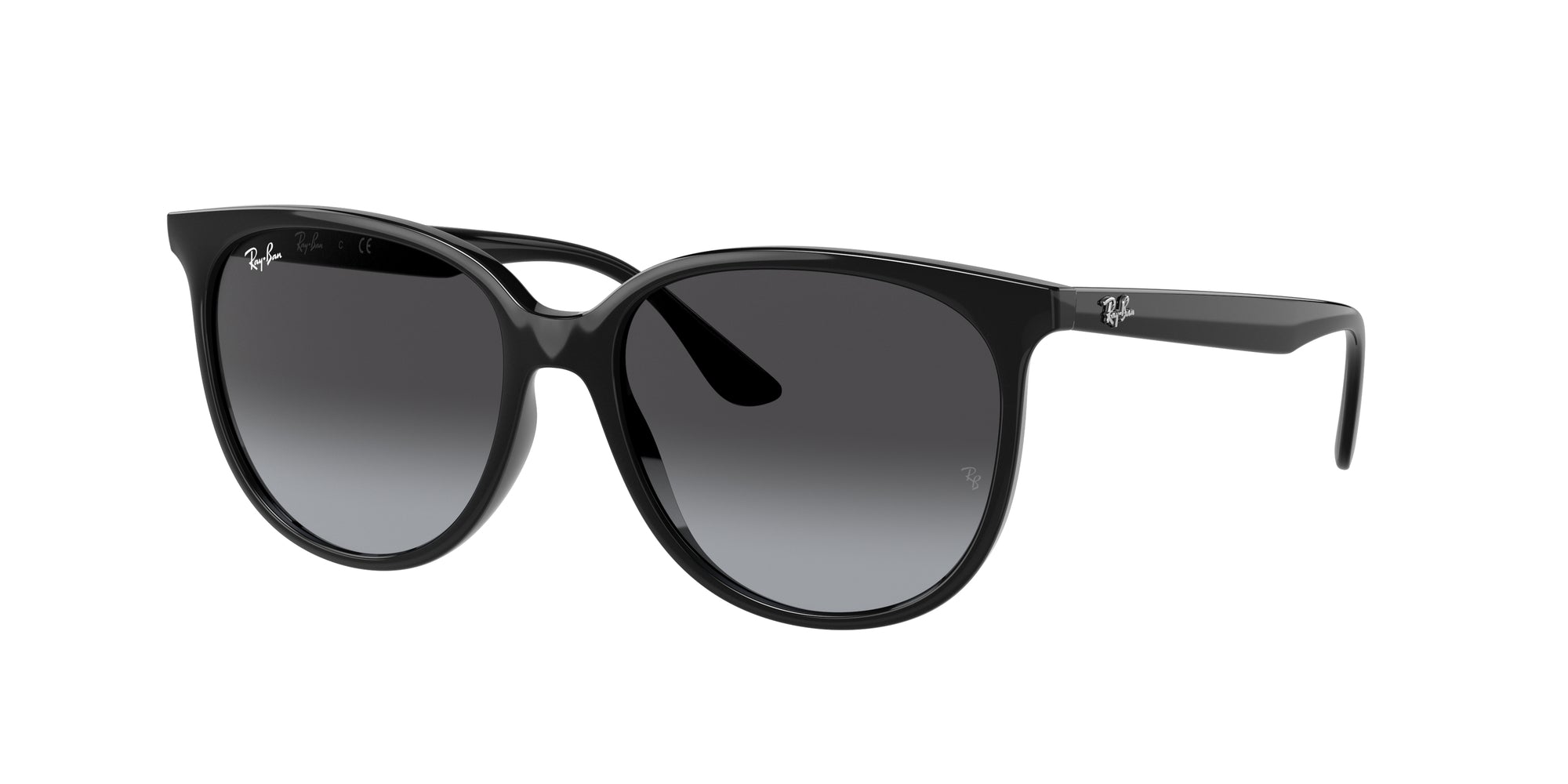 Ray - Ban Donna Rb4378  601/8G Occhiali Da Sole Iniettato Nero Grigio Squadrata Normale Sfumato