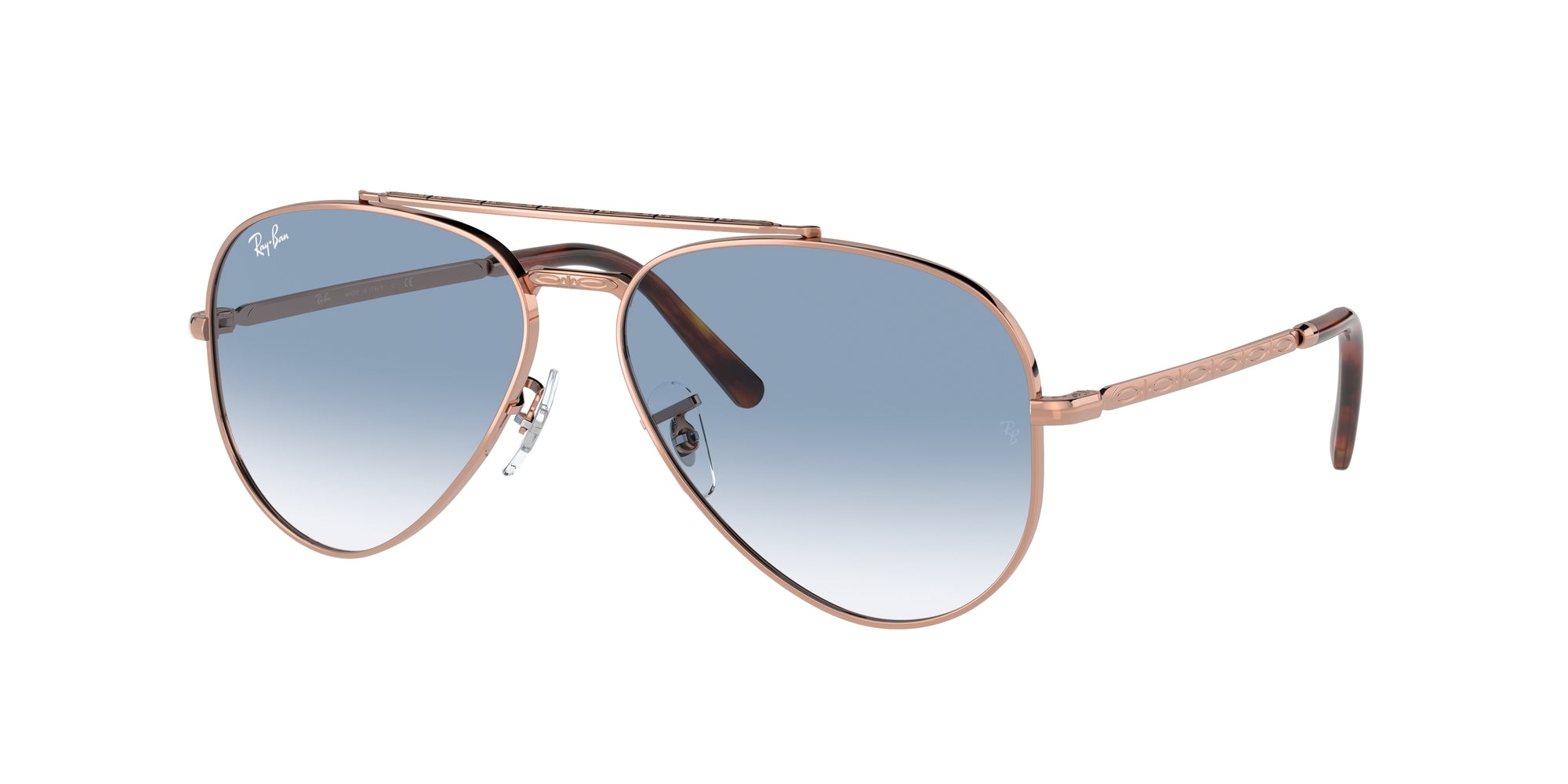 Ray - Ban Unisex Rb3625 New Aviator 92023F Occhiali Da Sole Metallo Oro Blu Pilot Normale Sfumato