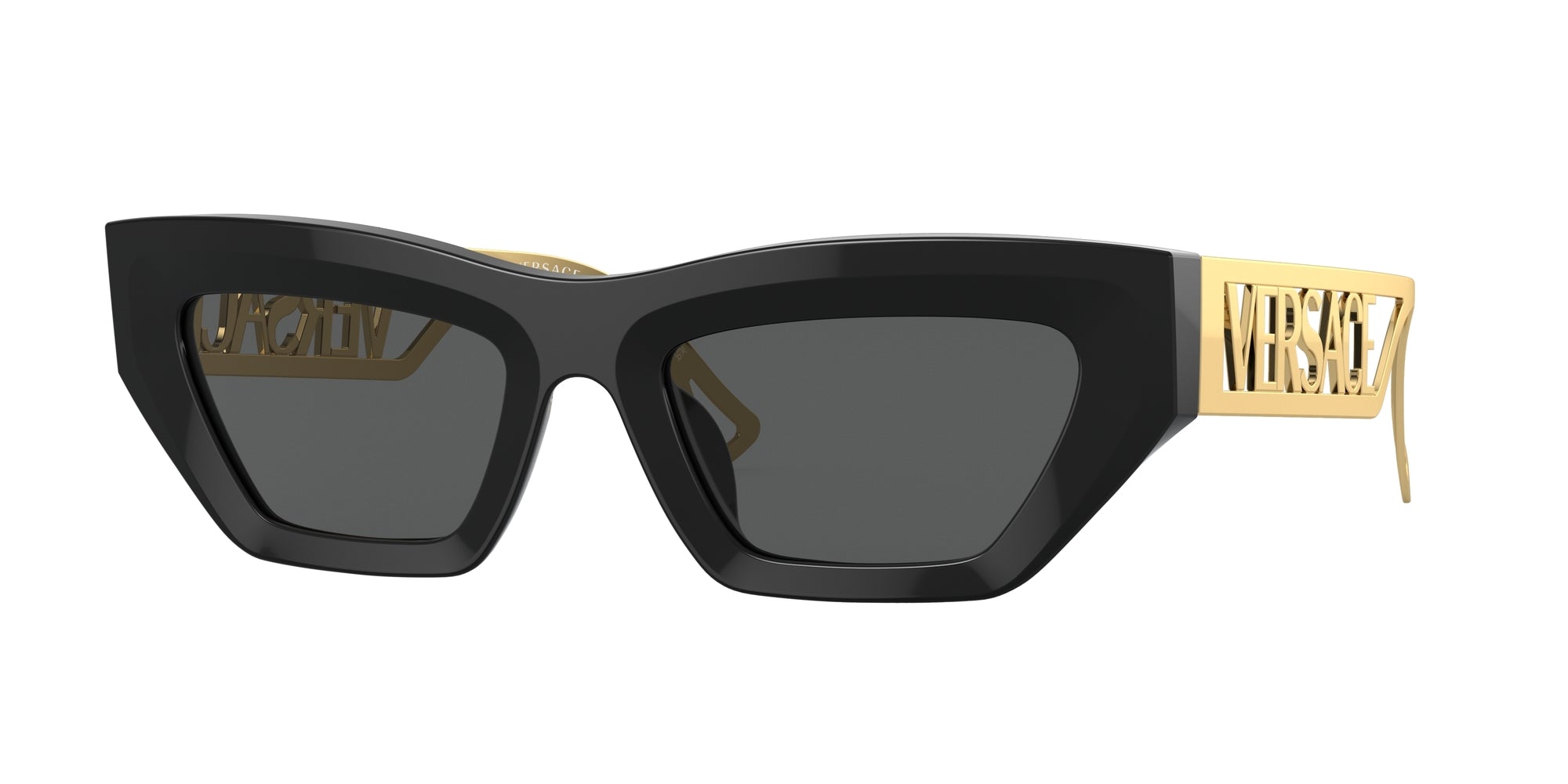 Versace Donna Ve4432U Gb1/87 Occhiali Da Sole Acetato Nero Grigio Geometrica Normale